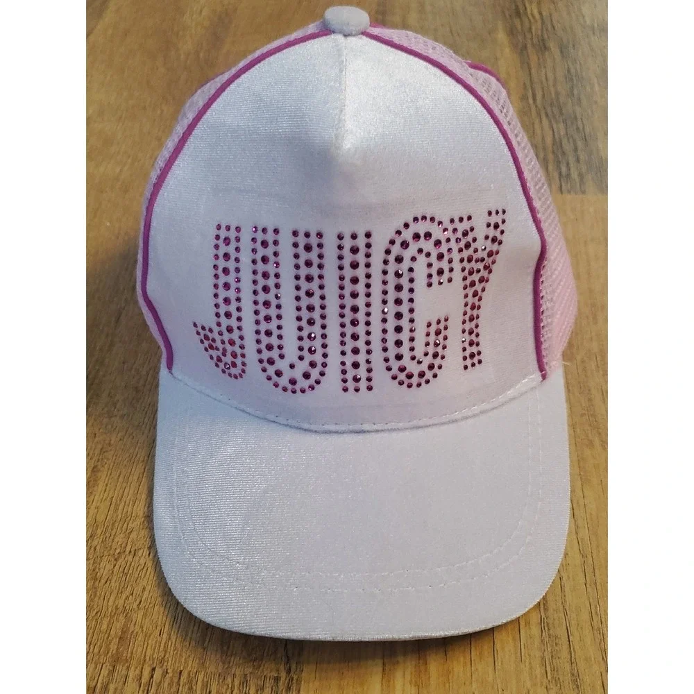 Juicy‎ Couture Light Pink Rhinestone And Velvet Trucker Hat For Kids